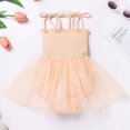 thumbnail image 6 of IBTOM CASTLE Newborn Baby Girl 1st Birthday Outfit Lace Tulle Bodysuit with Floral Headband Cake Smash Photo Props 12-18 Months Peach - Floral, 6 of 7