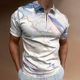 thumbnail image 2 of Marble Texture Men Zipper T-shirt Summer Casual Short Sleeve T-shirt Top, 2 of 7