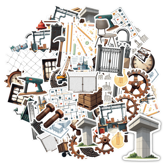 Retro Stickers Stationery Stickers Mechanical Stationery Stickers Factory PVC Stickers for Notebooks Suitcases Luggage