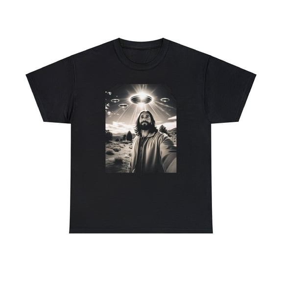 Funny Jesus Selfie with UFOs Weird Shirt-Classic Fit, Jesus Lover/Mom/Dad