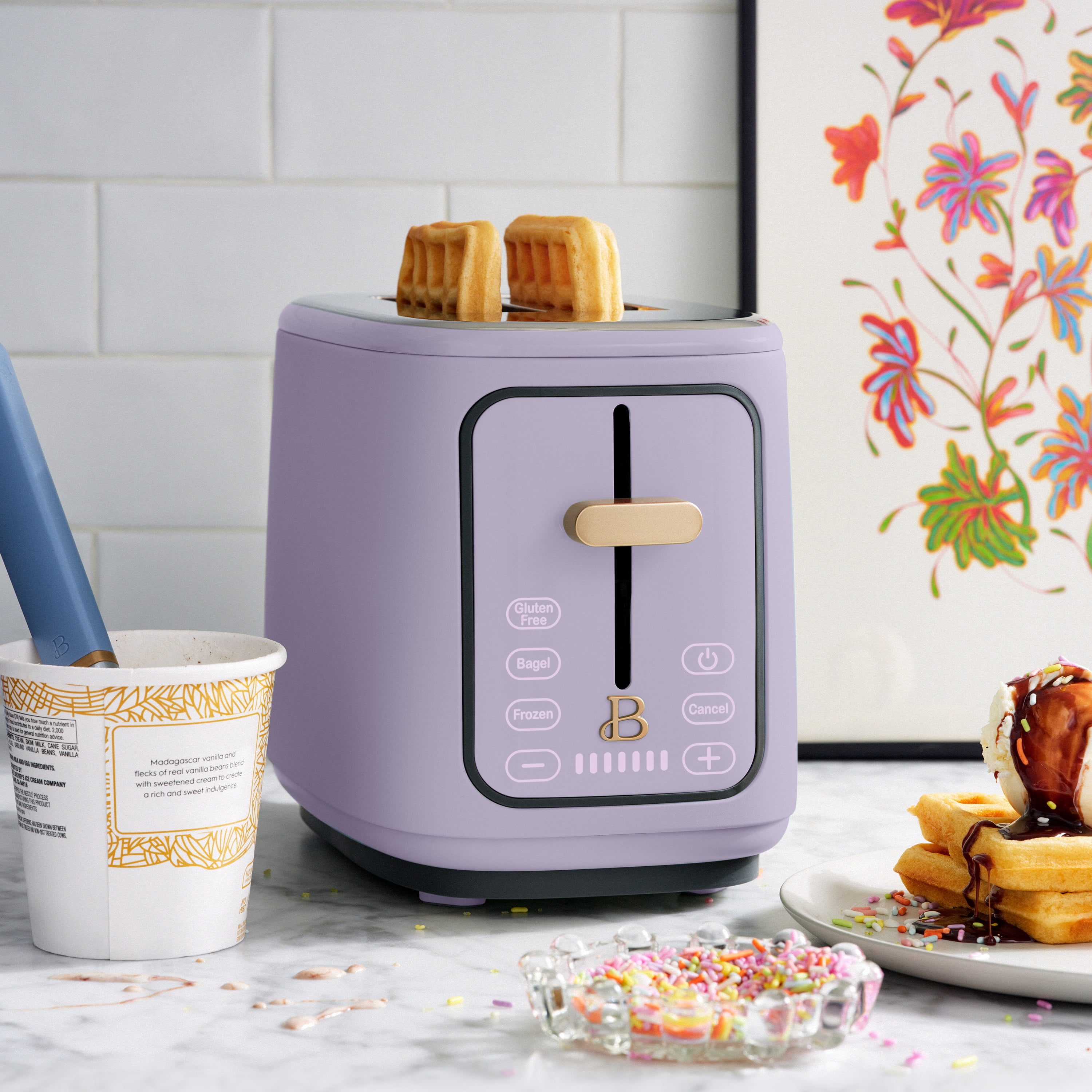 Beautiful 2 Slice Toaster with Touch-Activated Display, Porcini Taupe by Drew Barrymore