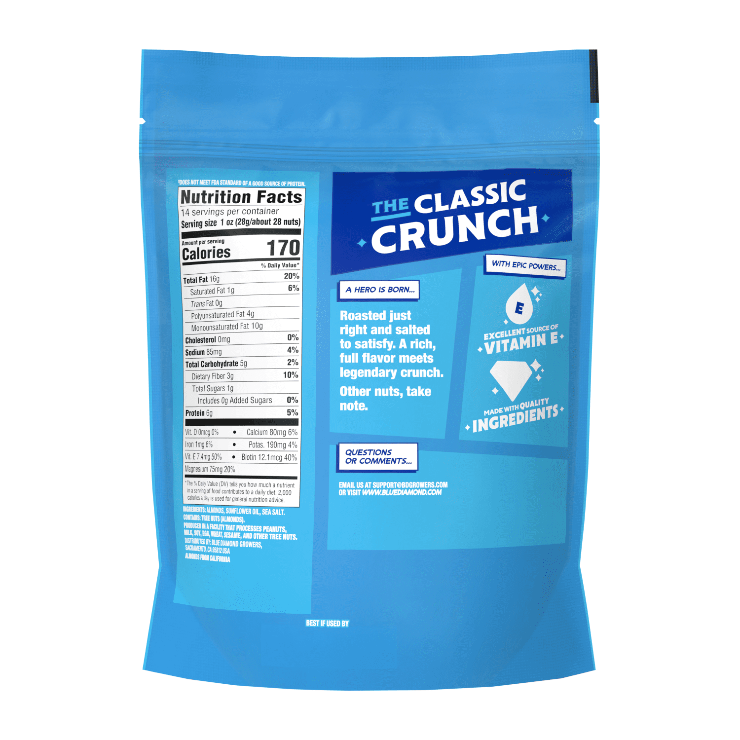 (6 pack) Blue Diamond Almonds, Roasted Salted Flavored Snack Nuts Perfect for Snacking, 14 oz