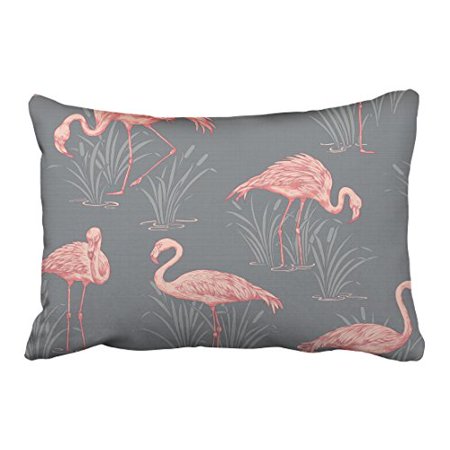 - WinHome Vintage Pink Flamingos And Grass Pattern Decorative Pillow Cover With Hidden Zipper Decor Cushion Two Side 20x30 inches