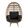 thumbnail image 1 of Sillón Huevo Giratorio 360° Extragrande – Ratán Trenzado – Marco de Acero Robusto – 4 Cojines – Resistente a la Intemperie – Interior y Exterior, 1 of 3