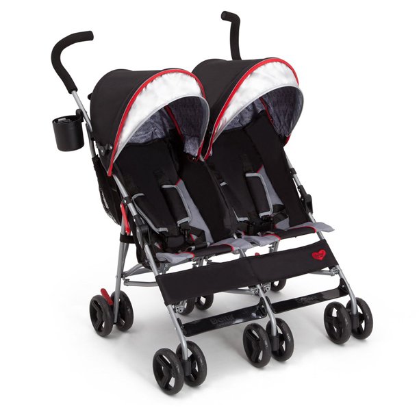 Delta Children LX Plus Side x Side Lightweight Double Stroller, Red Triangular