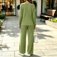 thumbnail image 7 of Dzrciro Sets for Women, Long Sleeve Crew Neck Irregular Wrap Tops and Elastic High Waist Wide Leg Pants 2 Piece Sets with Pockets, Soft Vacation Womens Sets S‑2XL, 7 of 7