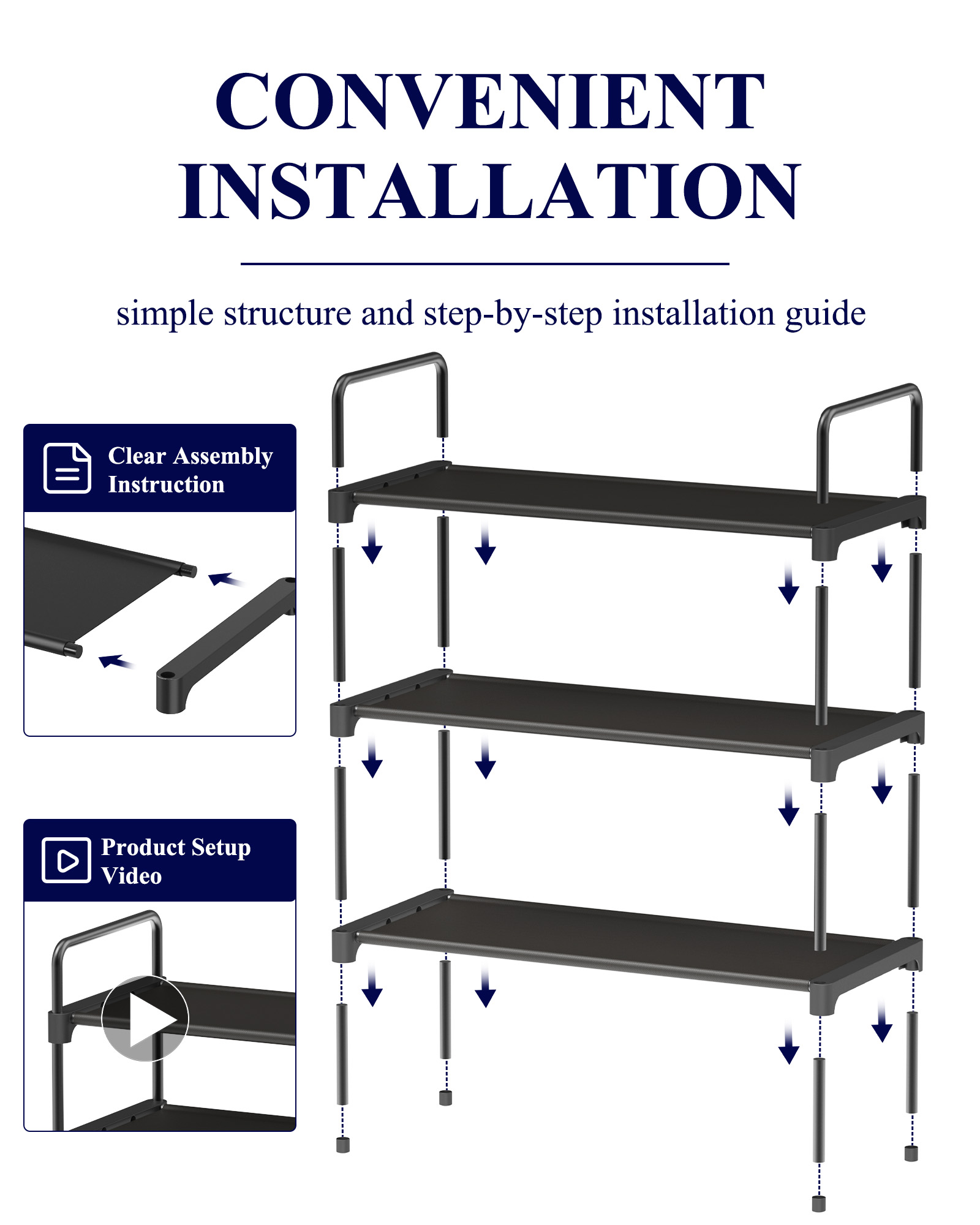 Kitsure 3-Tier Shoe Rack for Closet, Black photo 4