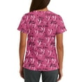 thumbnail image 3 of Valentine Day Nursing Scrubs Womens V Neck Cute Short Sleeve Medical Scrub Tops Love Heart Print Plus Size Quick Dry Uniforms with Pockets Hot Pink 5XL, 3 of 5