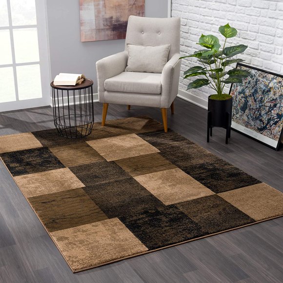 eRug Outlet Montage Collection Modern Abstract Area Rug (4x6 feet) - 4' x 5'6", Brown