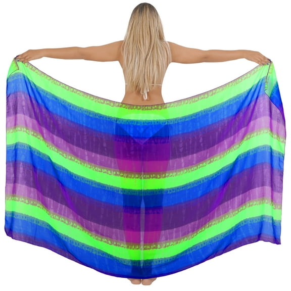 HAPPY BAY Women's Long Vacation Sarongs Beachwear Cover-Up Pareo Swimwear Summer Bikinis Cover Up Wrap Beach Skirts for Women One Size Stripes, Multicolor