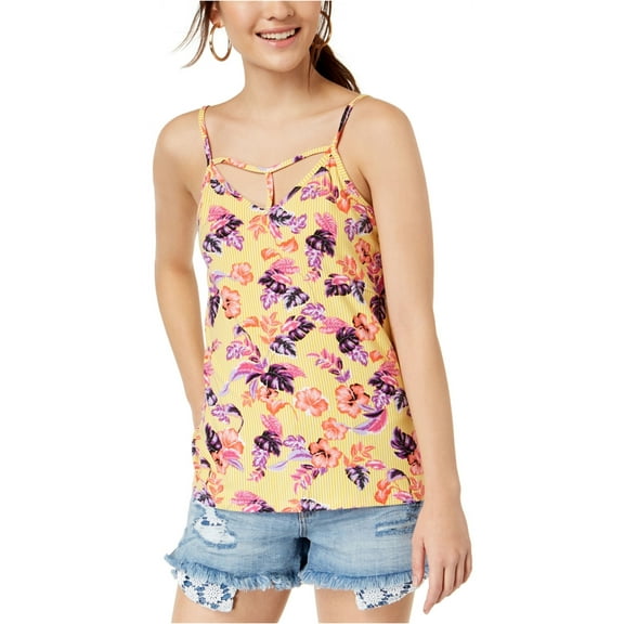 Ultra Flirt Womens Printed Tank Top, Yellow, Medium