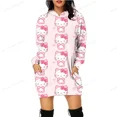 thumbnail image 5 of Sudadera con capucha de HELLO KITTY con diseño de patchwork para mujer, informal, de moda, de manga larga, con estampado de teñido anudado en color, sudaderas con capucha para mujer, jerséis de primav, 5 of 5