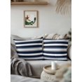 thumbnail image 3 of Waterproof Outdoor Throw Pillows with Inserts 18"x18" Set of 2, Navy Blue Grey Striped Soft Decorative Pillowcases for Couch Bedroom, Farmhouse Stripes Minimalist Pillow Covers for Sofa Living Room, 3 of 8