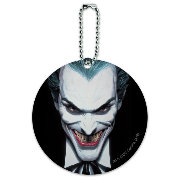 Batman Alex Ross Joker Head Round Luggage ID Tag Card Suitcase Carry-On