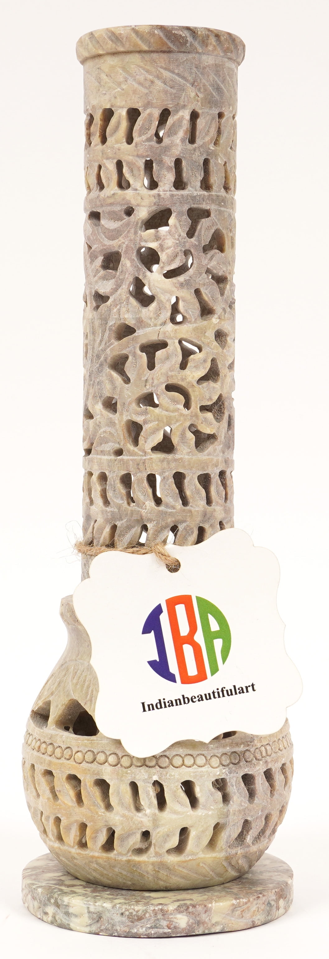 IBA Indianbeautifulart Handmade Stone Incense Stick Burner | Candle Stick Holder | Tea Light Burner , Perfect Floral Carving for Gifting- Decorative Home and Kitchen Decor (10x 1.7 Inches)