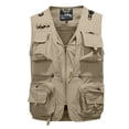 thumbnail image 2 of GrmtClth Mens Utility Fishing Vest 2026 Hiking Camping Multi Pockets Sleeveless Jacket Casual Breathable Outdoor Waistcoats Lightweight Clothing Khaki 2XL, 2 of 8