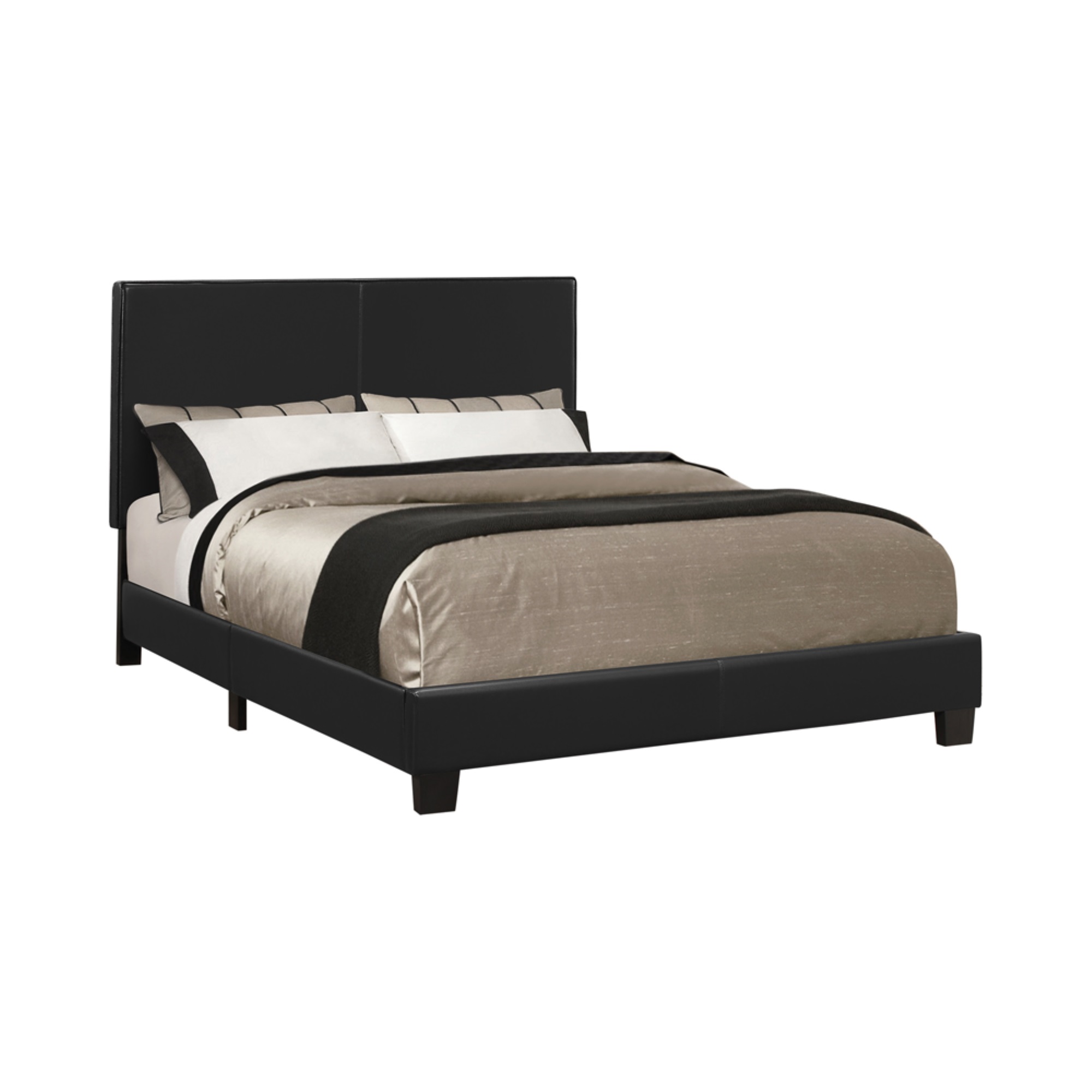 Leatherette Upholstered Full Size Platform Bed with Chamfered Legs