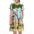 thumbnail image 1 of Saiise Robes d'Été à Motifs pour Femmes Africaines, T-Shirt Décontracté à Manches Courtes, Robe de Plage Florale avec Poches, 1 of 6