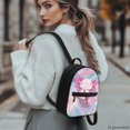 thumbnail image 3 of HELLHERO Pink Blue Liquid Pattern Small Backpack with Front Pocket Zipper Closure Mini Backpack for Travel, Polyester Travel Shoulder Bags for Trip, 3 of 8