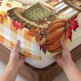 thumbnail image 2 of Twin XL Size Fitted Sheet Set - Hedgehog Fall 2 Piece Bedding Sets 16" Deep Pocket Fitted Sheet with 1 Pillowcases, Thanksgiving Pine Cones Maple Orange Plaid Brushed Microfiber Hotel Bed Sheets, 2 of 8