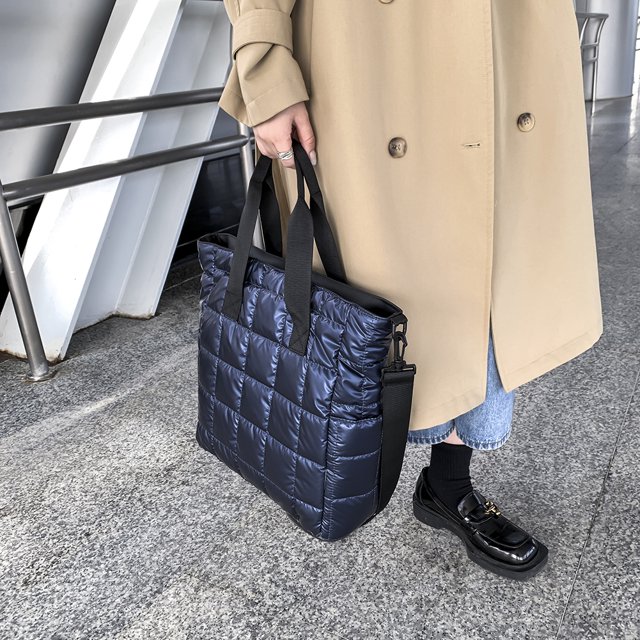 Bolsa Bolso de mano acolchado de algodón para mujer. bolso de hombro grande con cremallera (azul) Ehuebsd Nuevos Originales