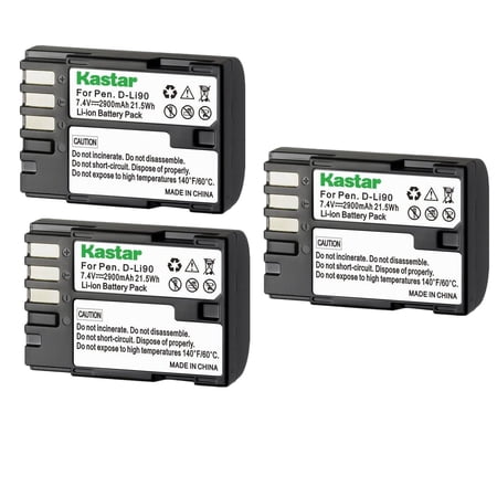Kastar D-Li90 Battery 3-Pack Replacement for Pentax K-1 K-01 K-3 K-3 II Pentax K-3 Mark III K-5 K5 K-5 II K-5 IIs K-7 K7 Pentax 645D 645Z IR K-01 K-1 K-3 II K-5 II K-7 II DSLR Camera