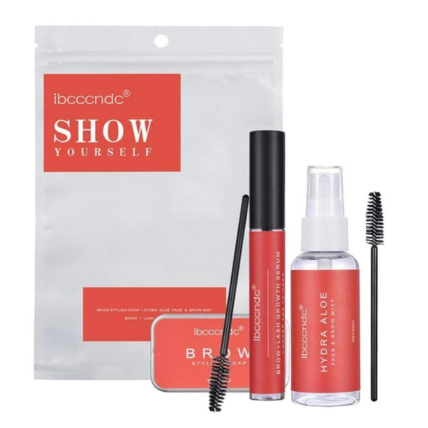 Kit de jabón de cejas, con suero de crecimiento de cejas 1 cepillos de cejas de Aloe Vera, 3D cejas potenciador de cejas peinado salón Bolsa blanca