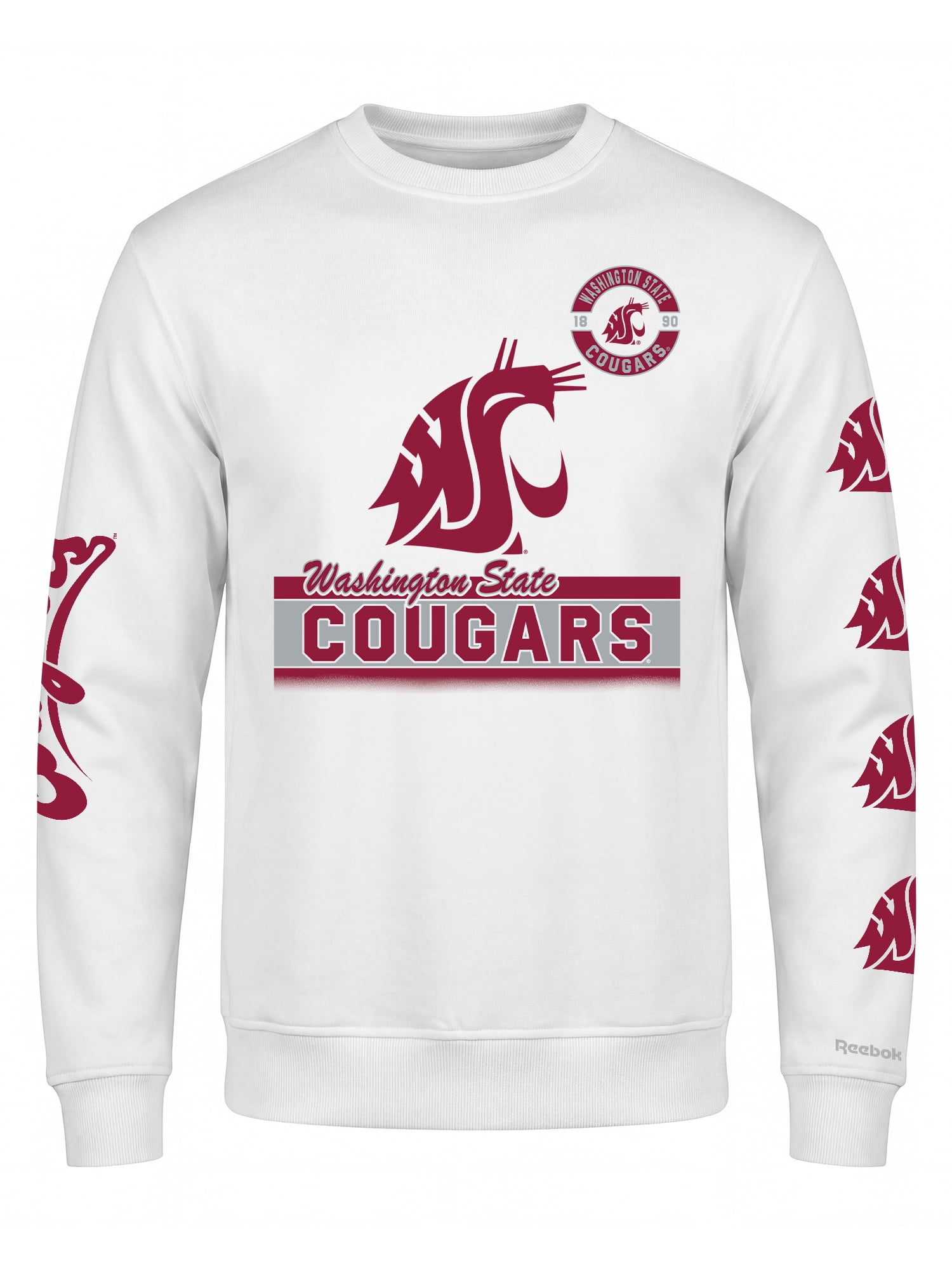 Washington State Cougars Reebok Mens White Crew Sweatshirt