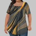 thumbnail image 1 of Puntoco Liquidación de blusas cortas para mujer Blusa holgada de manga corta plisada con cuello grande y estampado para mujer L-5xl, 1 of 5