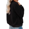 thumbnail image 3 of Spring Fall Women Long Sleeve Bomber Jacket Zipper Casual Fleece Coat, 3 of 5