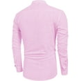 thumbnail image 2 of Men's Cotton Linen Henley Shirt Long Sleeve Hippie Casual Beach T Shirts, 2 of 5
