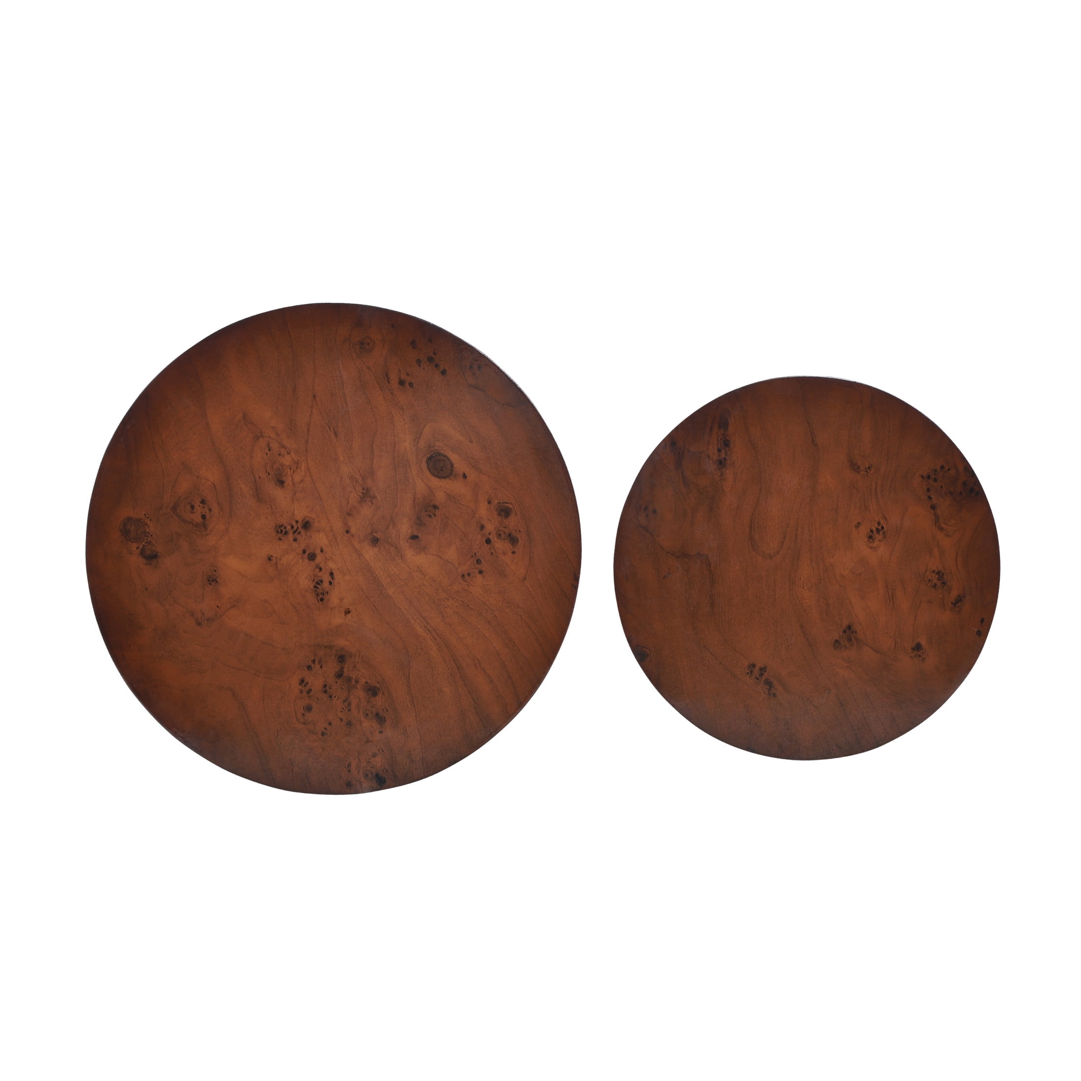 Christopher Knight Home Set of 2 Round End Tables, Burl Veneer Nesting Accent Table Set, Walnut