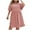 Pink, variant on Busydd Plus Size Dress XL-4XL Solid Color Round Neck Midi Dresses for Women Casual Lace Short Sleeve Summer Dresses Trendy Ruffle Flowy Dresses