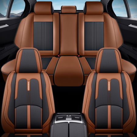 for Nissan Versa 2013 Car Seat Cover PU Leather 360° Full Wrapped Set Adjustable Split Rear Seat Protect and Upgrade Seats Black and Orange Car Seat Covers Pet Car Seat Covers