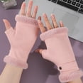 thumbnail image 3 of Windproof Gloves Winter Half Finger Gloves Plush Fabric Soft Warm Korean Style Windproof Cold proof Velvet Anti slip 1 Pair Women Winter, 3 of 5