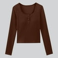 thumbnail image 2 of BUIGTTKLOP Built in Bra Tops for Women Long Sleeve Shirts Button up Tights Tees Stretchy Slim Fitted Basic Tees, 2 of 6