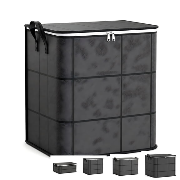 XXL Foldable Storage Bins, Heavy Duty Fabric Storage Totes with Zipper & Reinforced Handles, Foldable Organizer for Clothes, Bedding, Comforters, Blankets