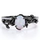 thumbnail image 1 of JeenMata Anillo de Bodas con Diseño de Hoja de Moissanita y Ópalo Arcoíris Ovalado de 1,5 Quilates Engastado en Oro Negro de 18 K sobre Plata, 1 of 6