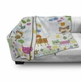 thumbnail image 3 of Cartoon Soft Flannel Fleece Throw Blanket, Floral Background with Funny and Animals Giraffe Lion Monkeys and Butterflies, Cozy Plush for Indoor and Outdoor Use, 50" x 70", Multicolor, by Ambesonne, 3 of 6