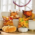 thumbnail image 4 of DaShan Fall Orange Throw Pillow Covers 20x20 Set of 4,Pumpkin Maple Leaves Pillow Cases for Bedroom Sofa Couch, 4 of 6