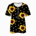 thumbnail image 5 of Dyegold Summer Tops for Women 2023, Summer Tops for Women 2023 Trendy Sunflower Print Zip Up ​Blouse Loose Comfy Tops V-Neck Short Sleeve Tees Shirt, 5 of 5