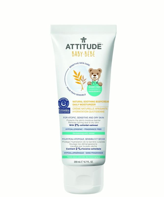 Attitude Sensitive Skin Care Natural Soothing Bodycream Daily Moisturizer, Fragrance Free, 6.7 Oz