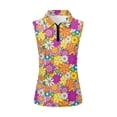 thumbnail image 2 of Aplkyhs Colorful Retro Floral Women's Golf Sleeveless Shirt Moisture Wicking Women's Sleeveless Shirts for Golf,Tennis,Hiking,Running,Gym Lightweight Racerback Design Moisture Wicking, 2 of 7