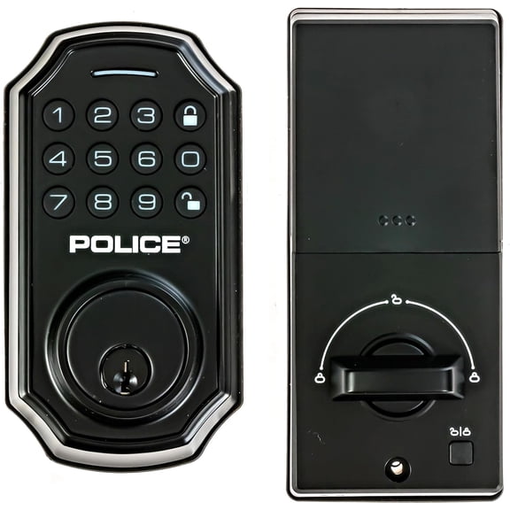 POLICE Keyless Entry Door Lock with Keypad - Smart Deadbolt Lock - Front Door Lock with 2 Keys - Electronic Combination Door Lock with App - Black