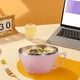 thumbnail image 4 of Cuenco de sopa de arroz aislado de plástico pequeño 15,5 cm | Vajilla resistente al calor | Cuenco portátil para remojo doméstico | Textura de la paja | Verde Azul Rosa | Una sola pieza, 4 of 6