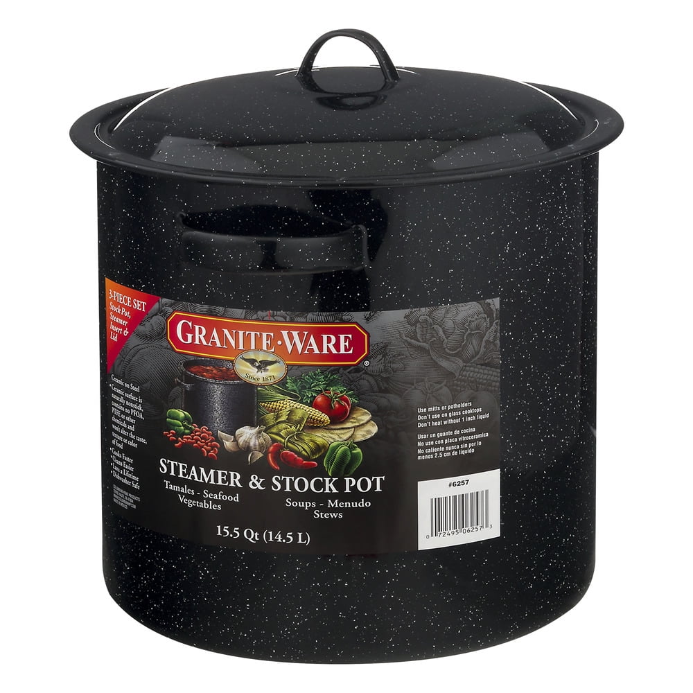 Granite Ware Steamer Stock Pot 15 5 Quart 3 Pc 3 0 Piece S
