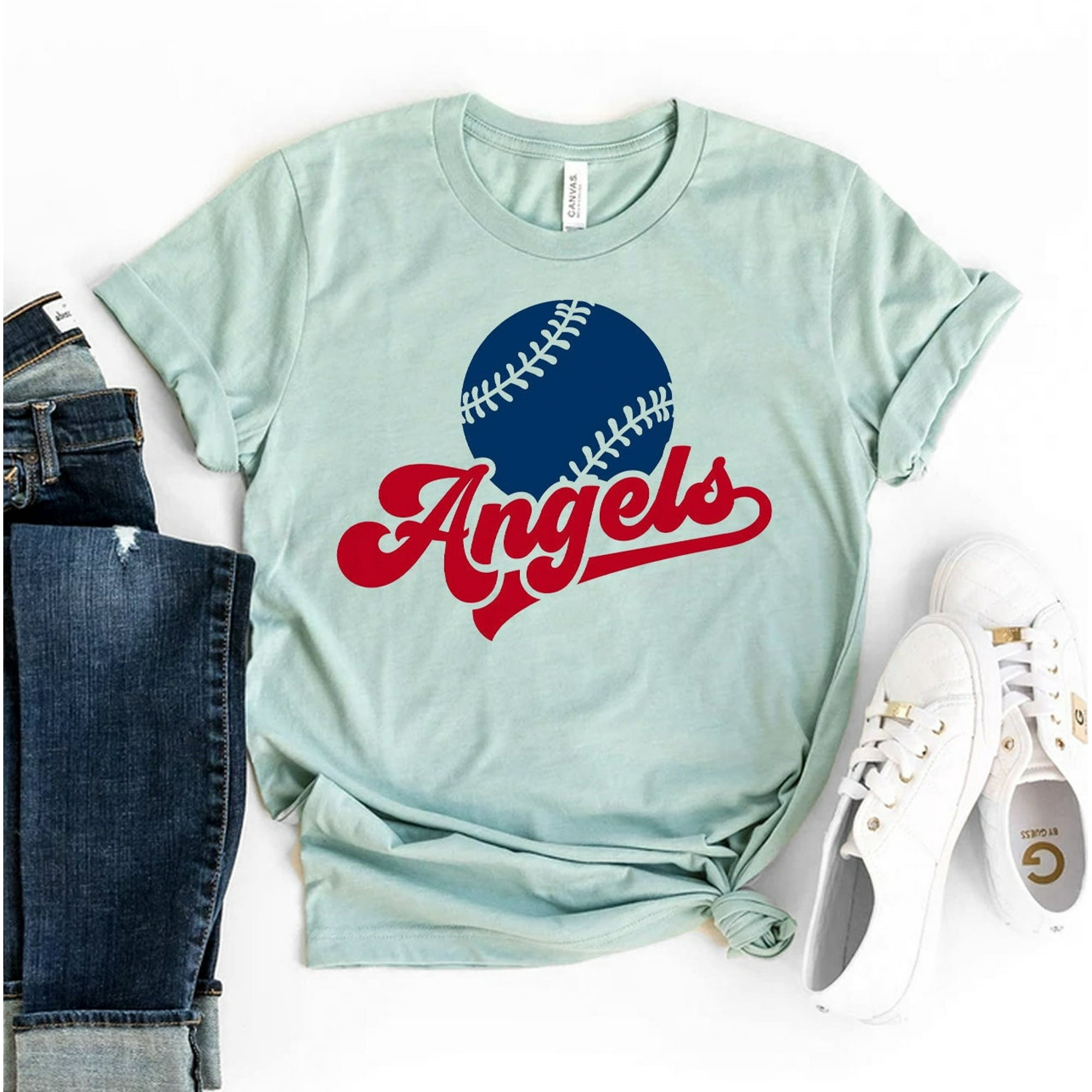 JaneseApparel Angels Baseball T-Shirt Sports Shirt Gift Rangers Tee Game Day Top Boho Shirts Team Spirit Women's Mama Sport Mom Lover Is My Favorite, Size: 3XL
