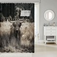 thumbnail image 2 of Manfei Farmhouse Highland Cattle Shower Curtain 72Wx78L,Rustic Farm Animal Bath Curtain,Brown Gray, 2 of 6