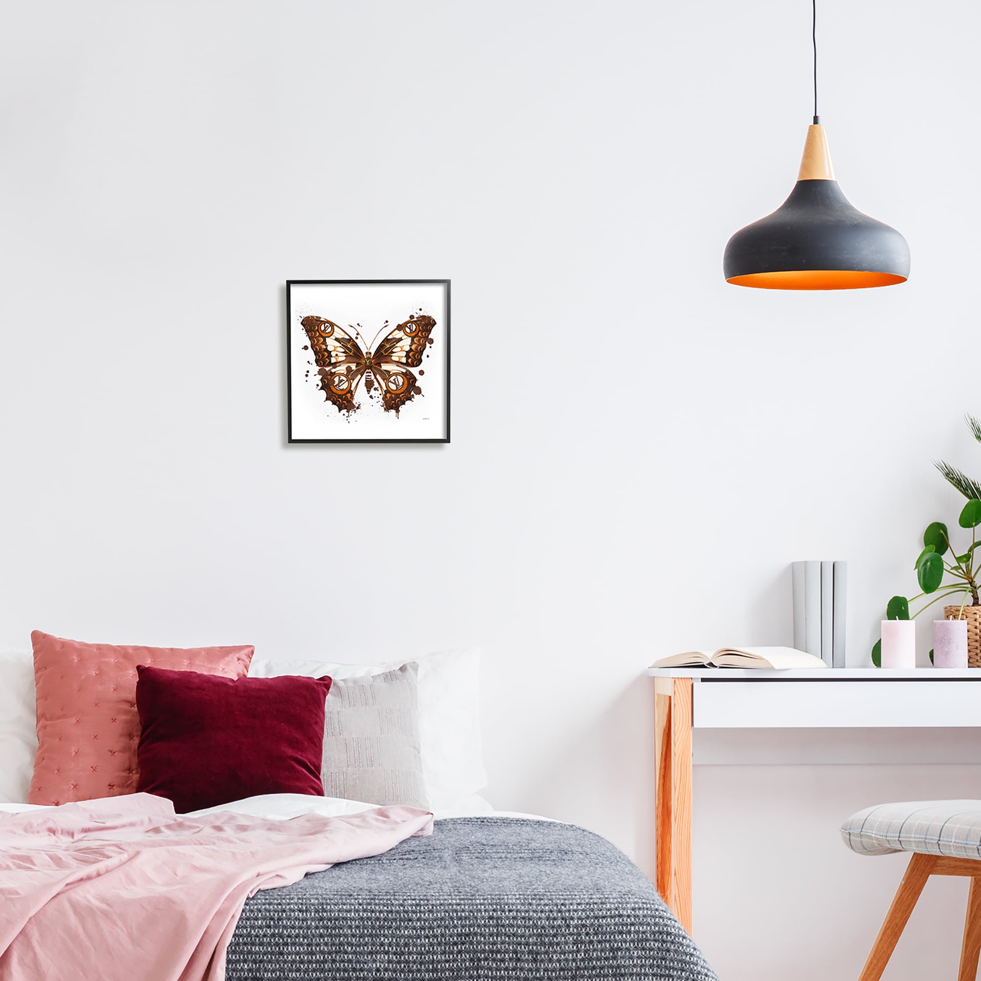 Stupell Industries Modern Glam Butterfly Animals & Insects Painting Black Framed Art Print Wall Art, 12 x 12