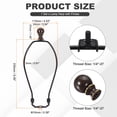 thumbnail image 2 of Uxcell 1 Set 9"  Lamp Shade Harp Holder, Heavy Duty Detachable Lampshade Brackets with 1.46" Height Solid Metal Finial Shade Holder for Table and Floor Lamps, Black/Brown, 2 of 7